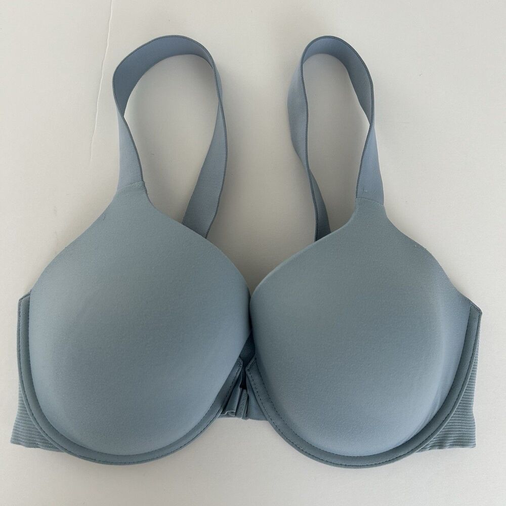 Spanx Bra-llelujah Bra Full Coverage Lightly Lined 36D Front Close Blue 30011R